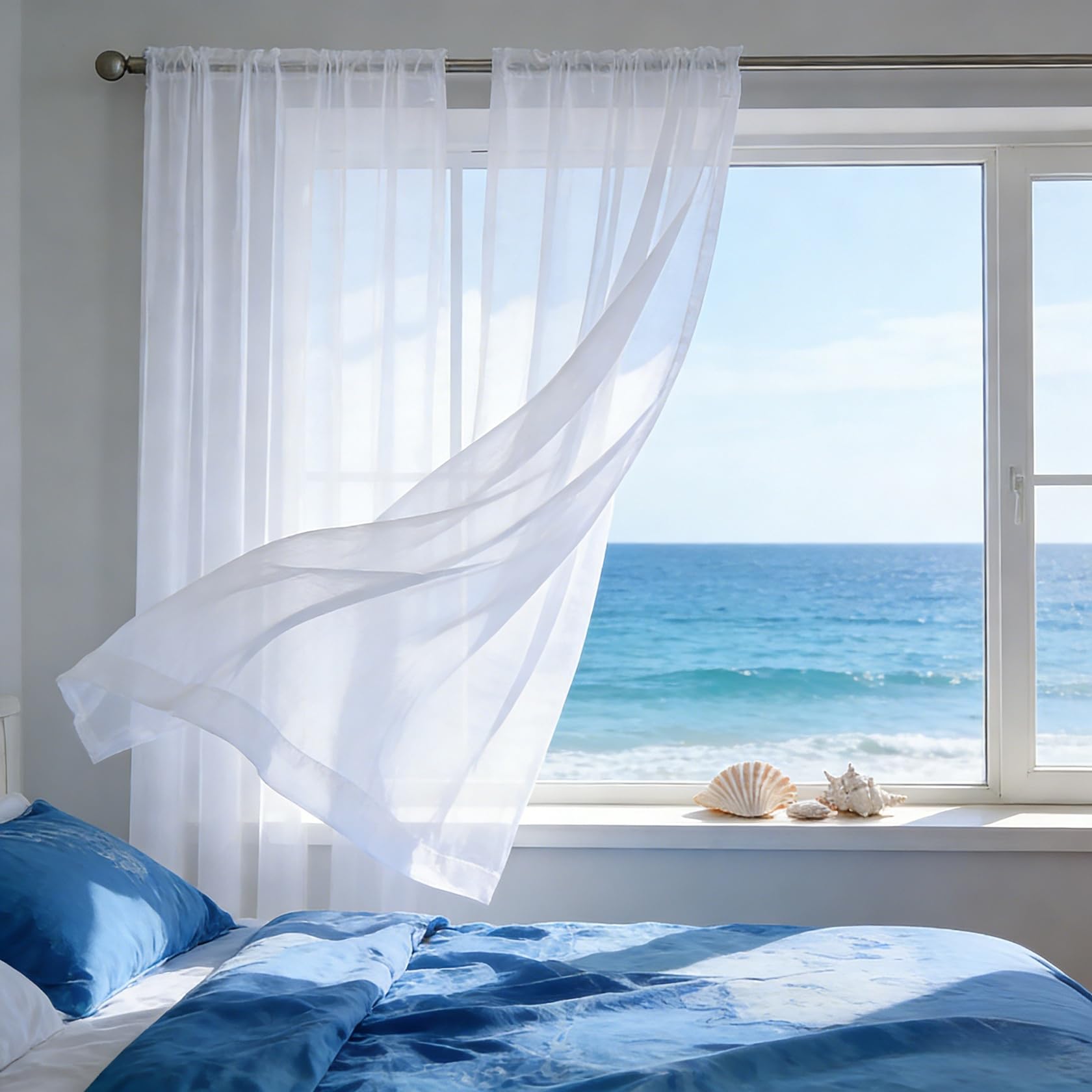 Cortinas modernas blancas translúcidas de diseño decorativo para salón