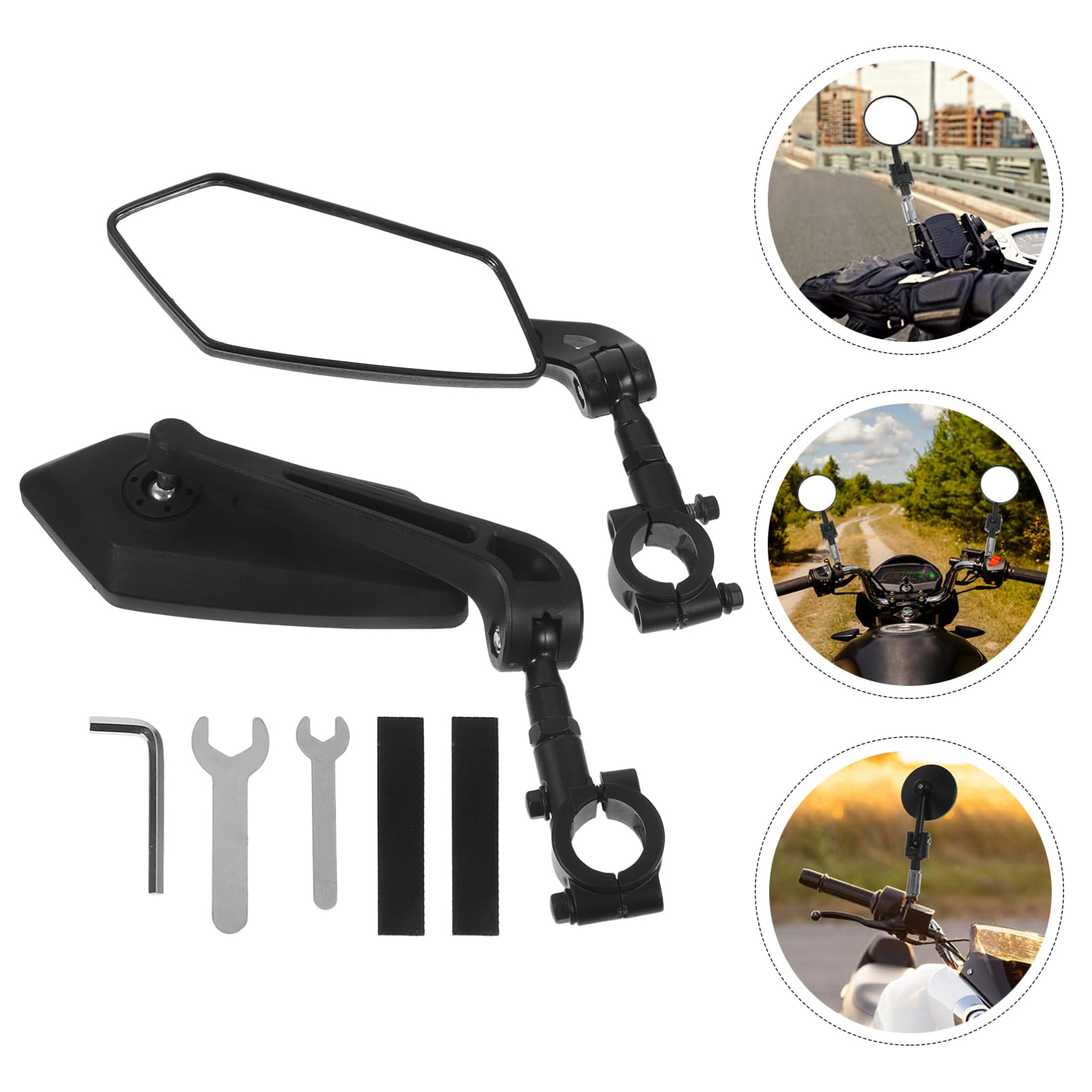 TOYANDONA Specchietti Retrovisori Laterali per Bici Elettrica, 2 Pezzi, Nero, in Plastica, Altezza Regolabile, Ampia Visuale, Facile da Montare