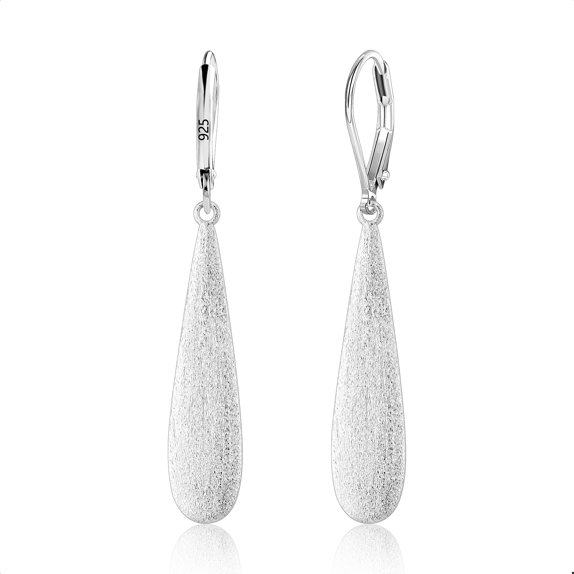 BOUTIQUELOVIN925 Sterling Silver Long Teardrop Dangle Earrings for Women Hypoallergenic Drop Leverback Earrings Trendy Silver Long Teardrop Dangle Earings for Jewelry Gifts