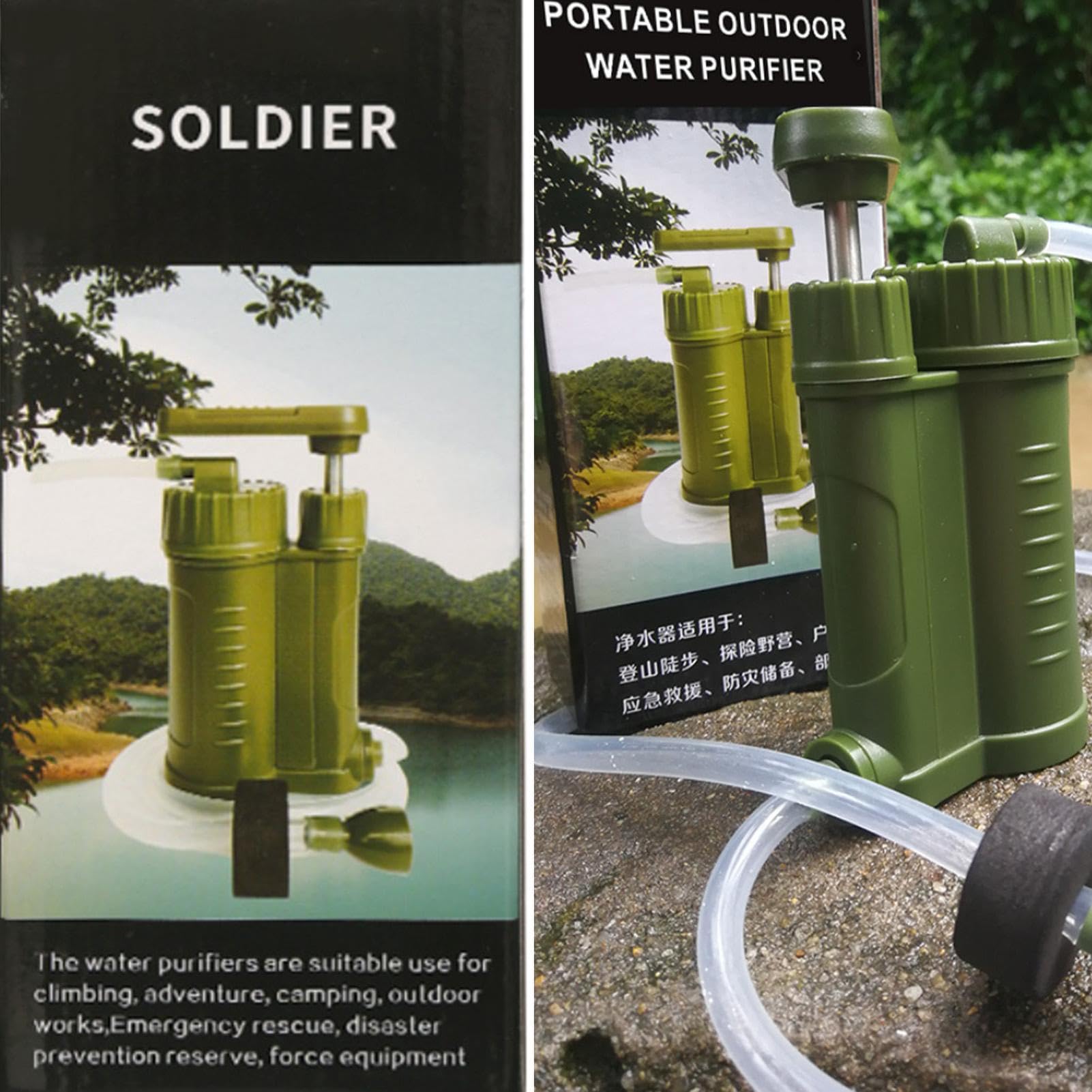 Filtro de soluciones de agua para exteriores de emergencia, compacto y | portátil, purificador de agua para viajes, camping y senderismo, purificador de agua eficaz para fuentes naturales y
