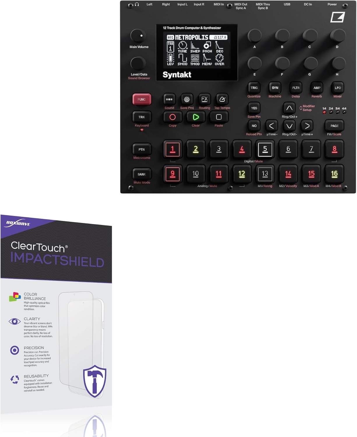 BoxWave Screen Protector Compatible with Elektron Syntakt - ClearTouch ImpactShield (2-Pack), Impenetrable Screen Protector Flexible Film