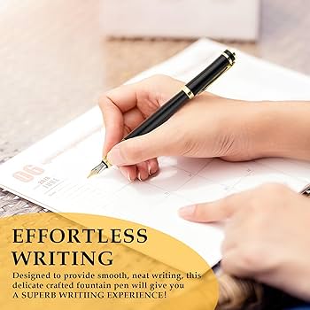 Penna Stilografica In Metall Con Pennino 0.5mm - Set Con Convertitore E 10 Cartucce Inchiostro Nero - Foto 9