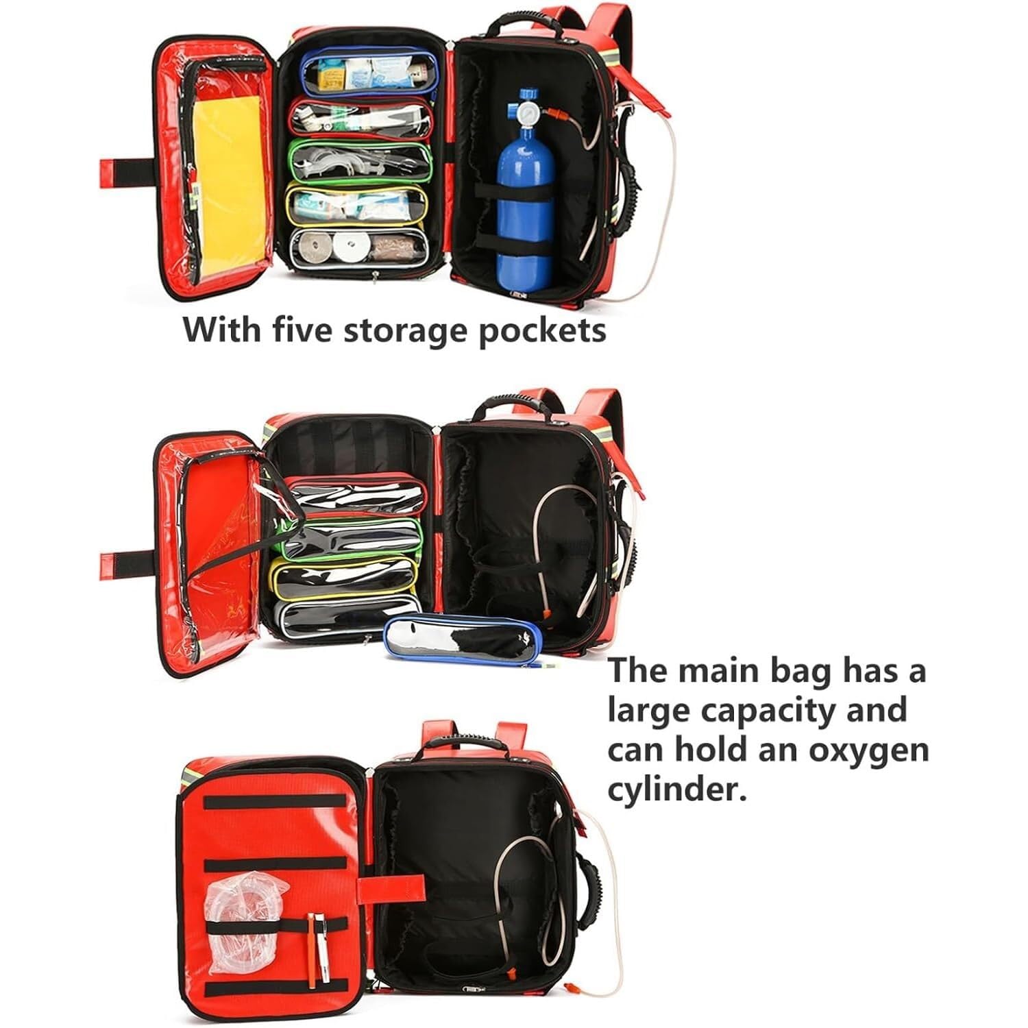 Borsa Traumatologica For Primo Soccorritore, Medica Mobile Vuota, Di Pronto Soccorso Grande Capacità Con Scomparti, Design A Strisce Riflettenti, For Infermieri Domiciliari(Stair Climbing Rod)