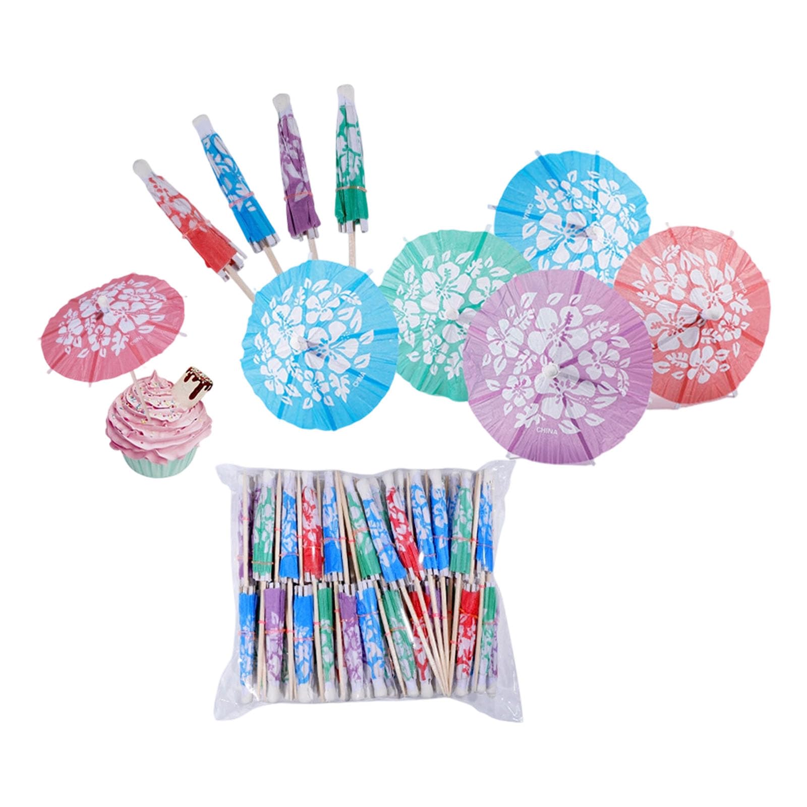 Tsophreniq Of 100 Colorful Paper Umbrella Picks Fruit Skewers for Cocktails Party Decorations and Drink Garnishes Drink Decorations