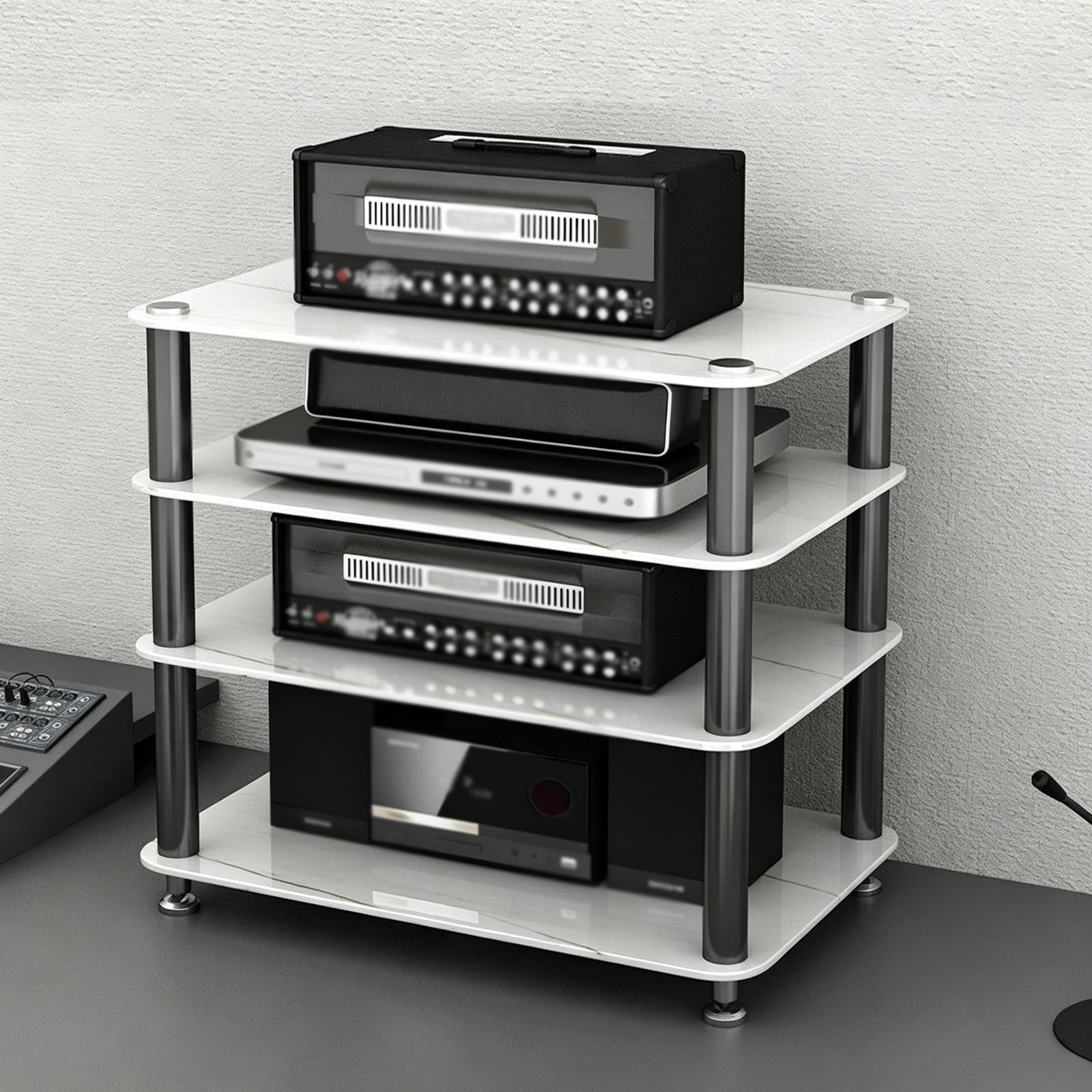 Estante de audio de vidrio templado de 3 capas para cine en casa y estudio