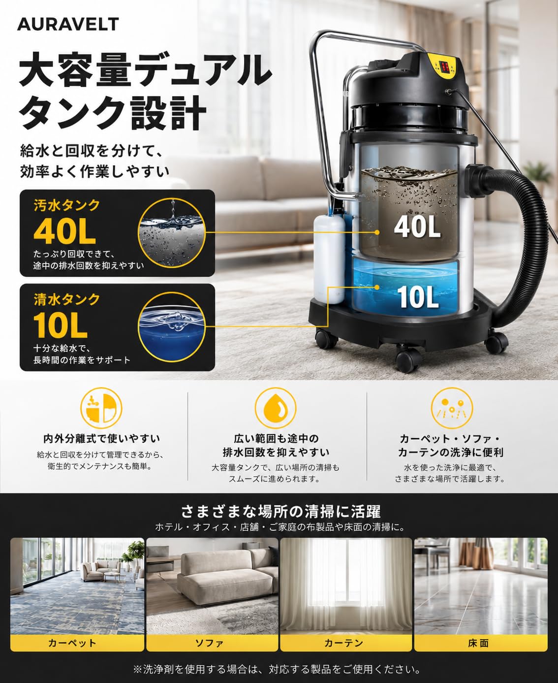 Amazon.co.jp: AURAVELT 業務用リンサークリーナー カーペット
