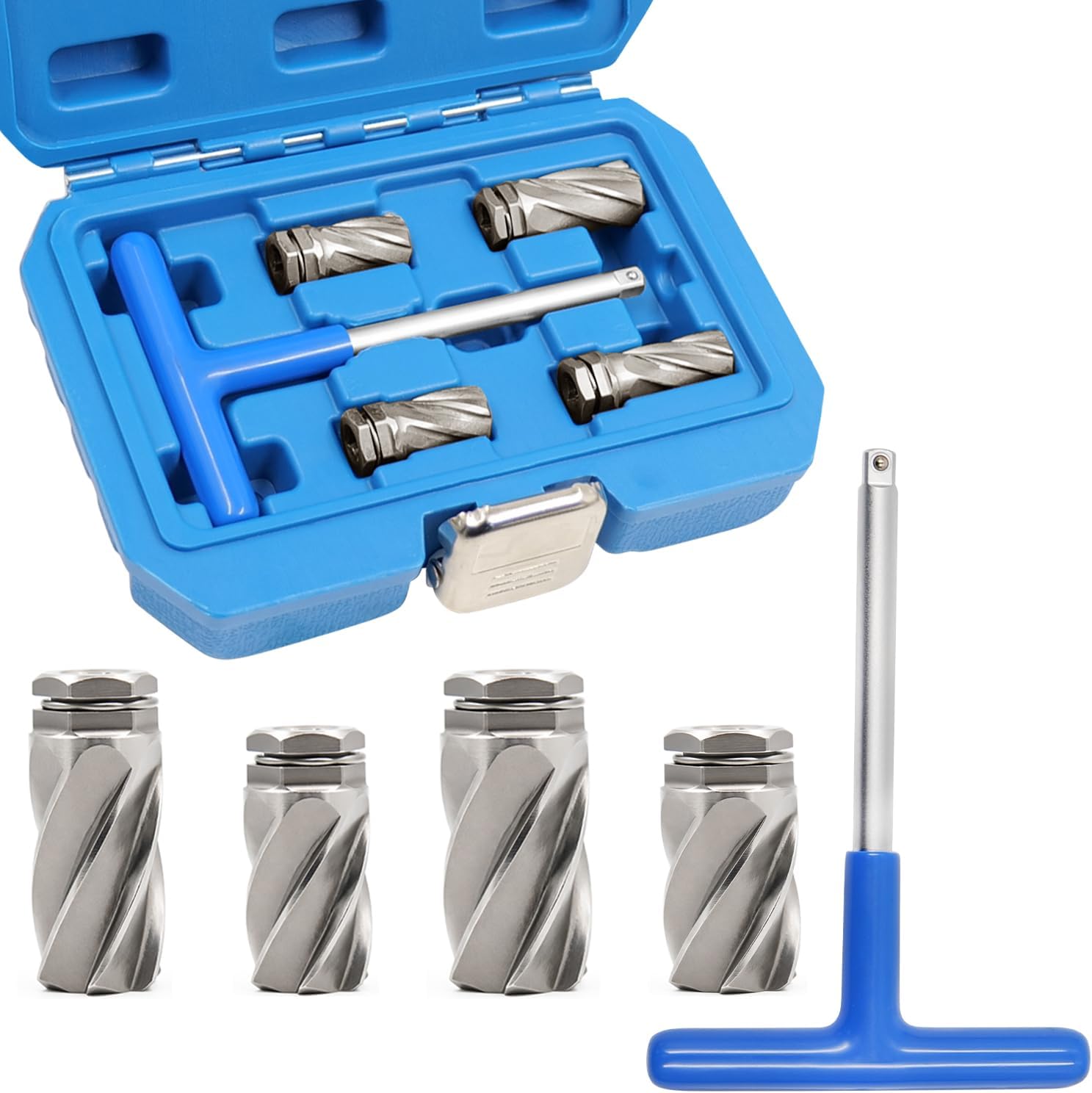 5PCS ABS Sensors Seat Cutter Tool Set, 1/4" DR T Bar Handle, 14–42.7mm Reamer Cleaner Disassemble Tool Kit, Removes Dirt Dust Rust, Compatible with BMW, Mercedes Benz, Ford, VW, Audi, Toyota