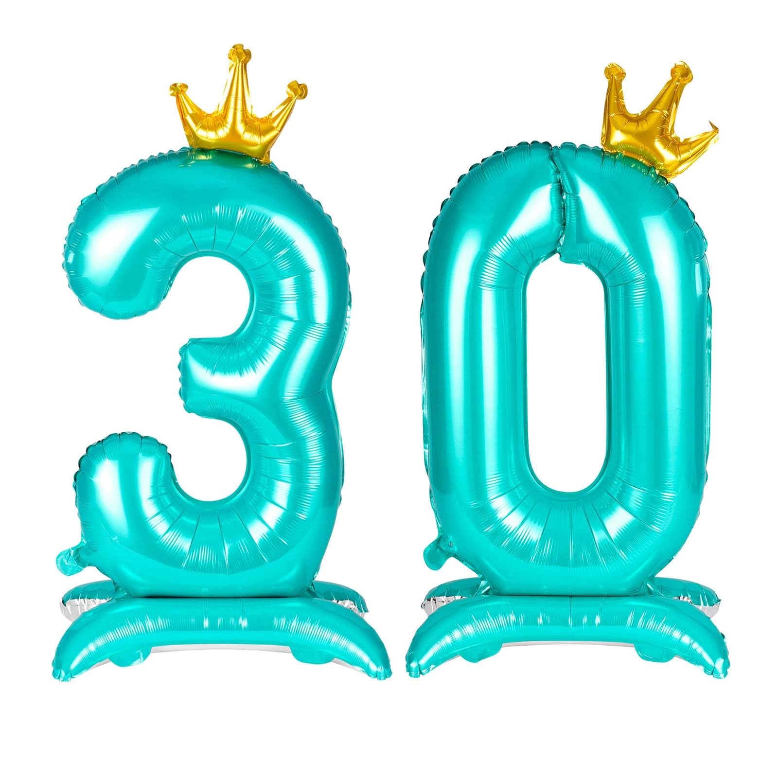 APXEL Blue Standing Crown Number 30 Balloons, 42'' Foil 3 & 0 Balloon — image 1
