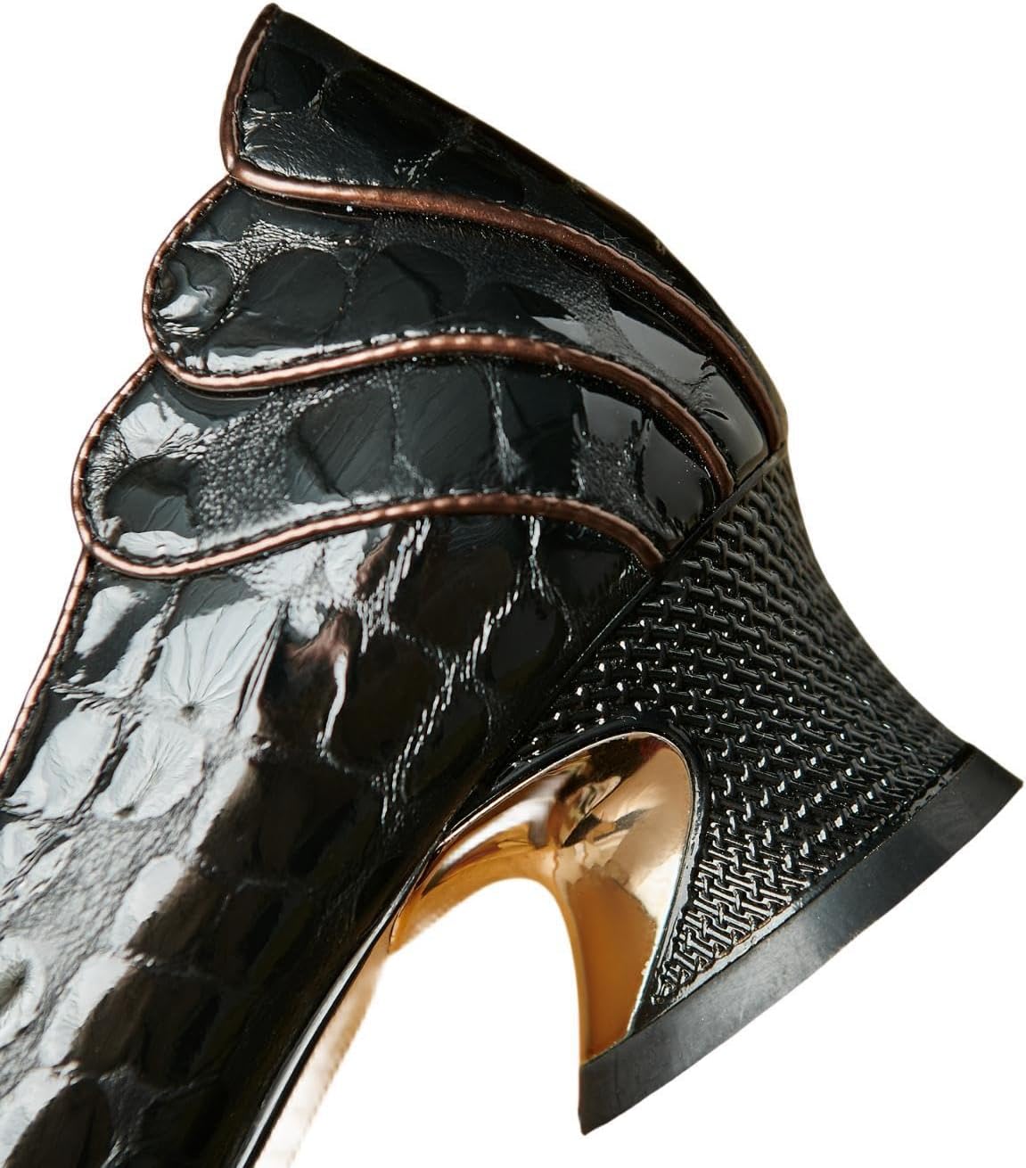 TinaCus Women's Patent Leather Embossed Pointed Toe Handmade Pumps Shoes