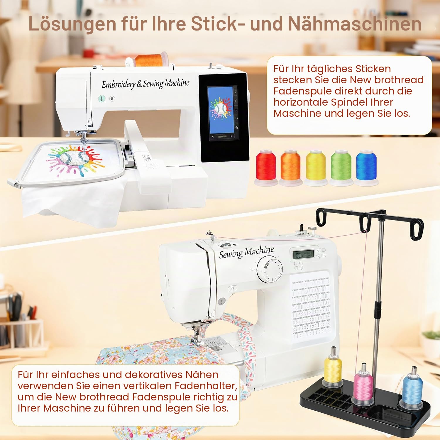 New brothread 80 Farben 100% Polyester Maschinen Stickgarn Set 500m - Farben Kompatibel mit Janome und Robison-Anton Farben
