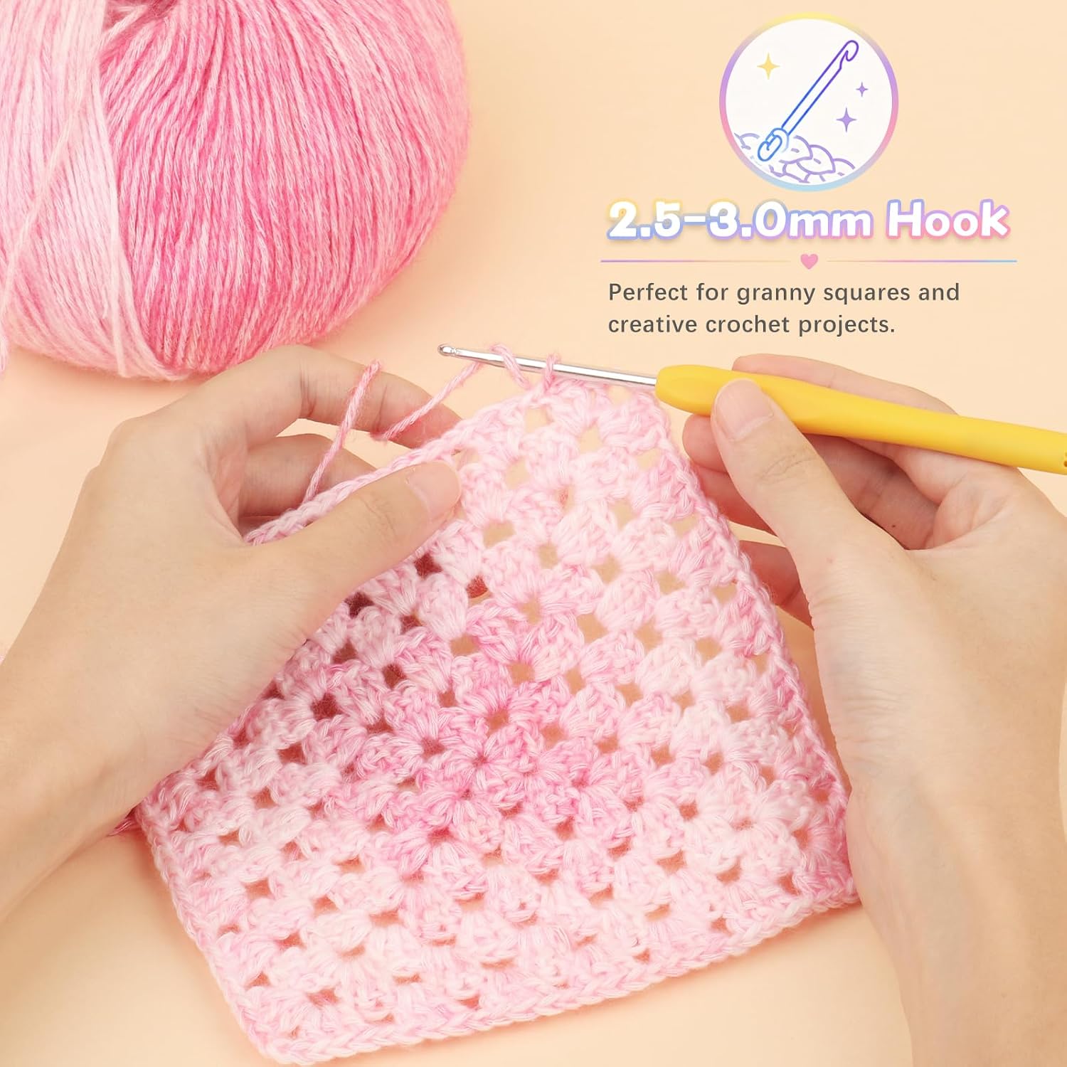Ombre Gradient Yarn, 4 Skeins Wool Blend Sport Weight, Rose Pink