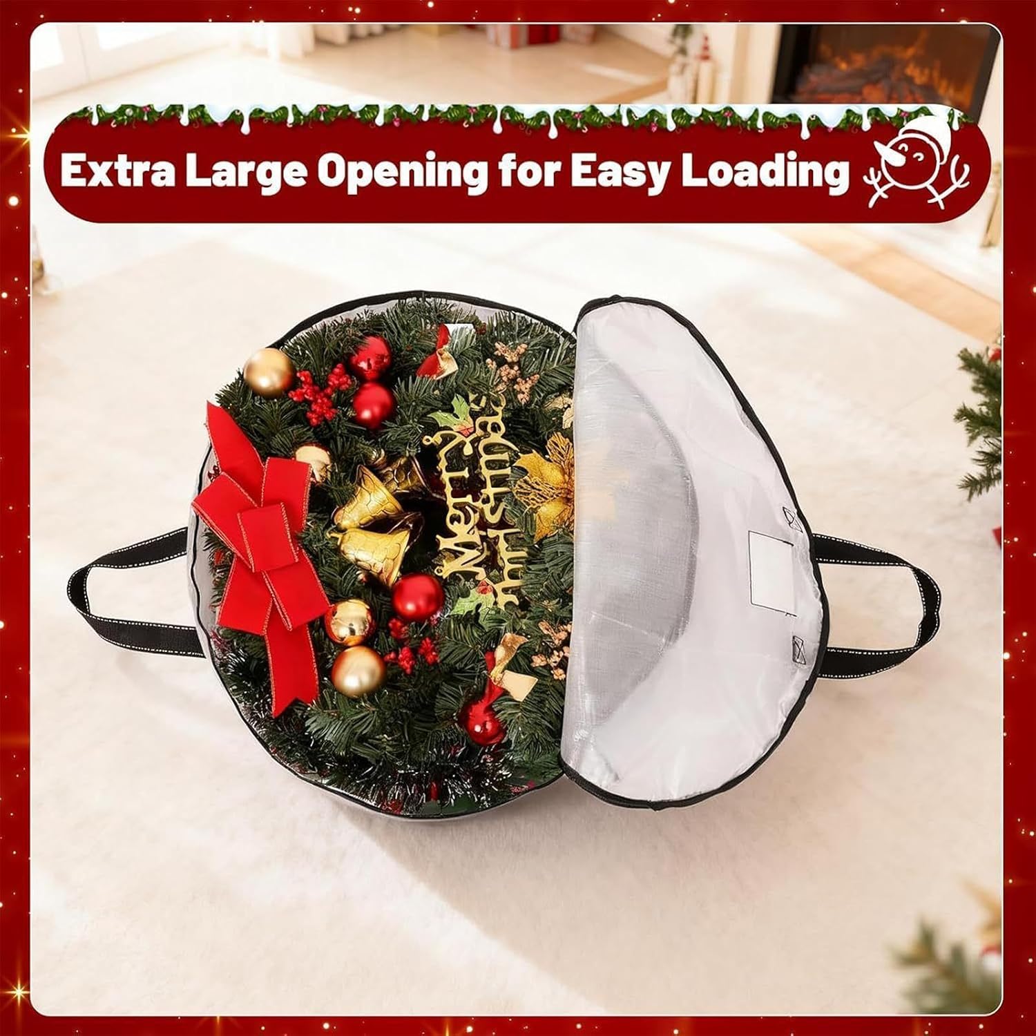 Wreath Storage Bag – 2 Piece Transparent Garland Organizer Case, Dustproof Holiday Decoration Holder, Durable Seasonal Storage Pouch | Christmas Halloween Festival Decor Protection for Home