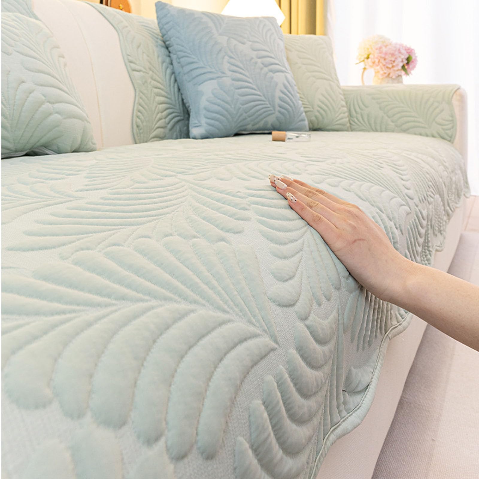 Housse Canapé Matelassée,Housse Canapé D'angle pour Sectionnel Forme de L | Housses Canape Protège Canapé Antidérapant Couvre Canapé Coussin de Canapé pour Salon Animaux et Décoration,Blue,110x160cm