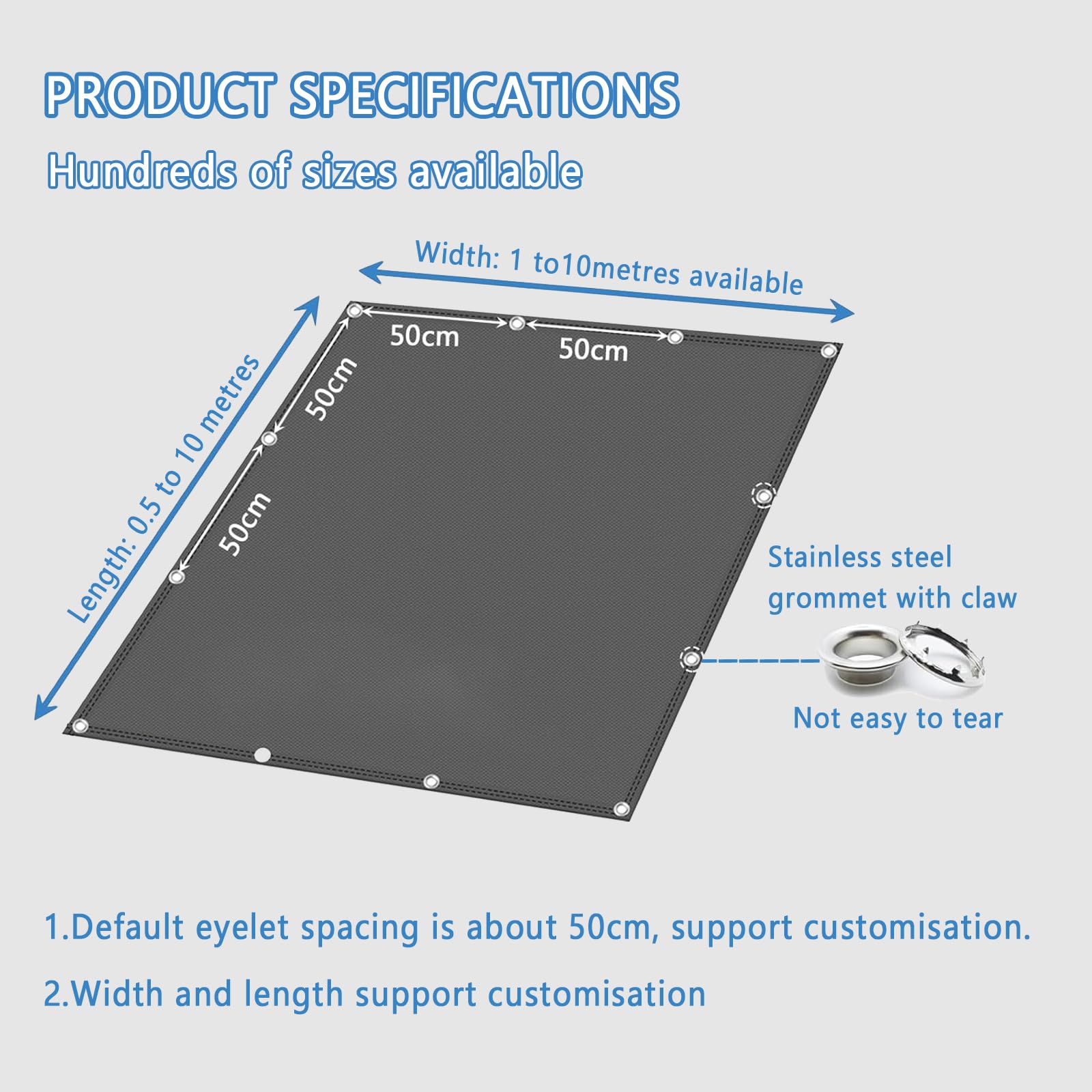 LYGSWDB 280x400 cm Tessuto Parasole Protezione UV Resistente al Calore Resistente agli Strappi Idrorepellente Include Corde di Fissaggio Perfetto per Il Campeggio all'aperto e l'uso in