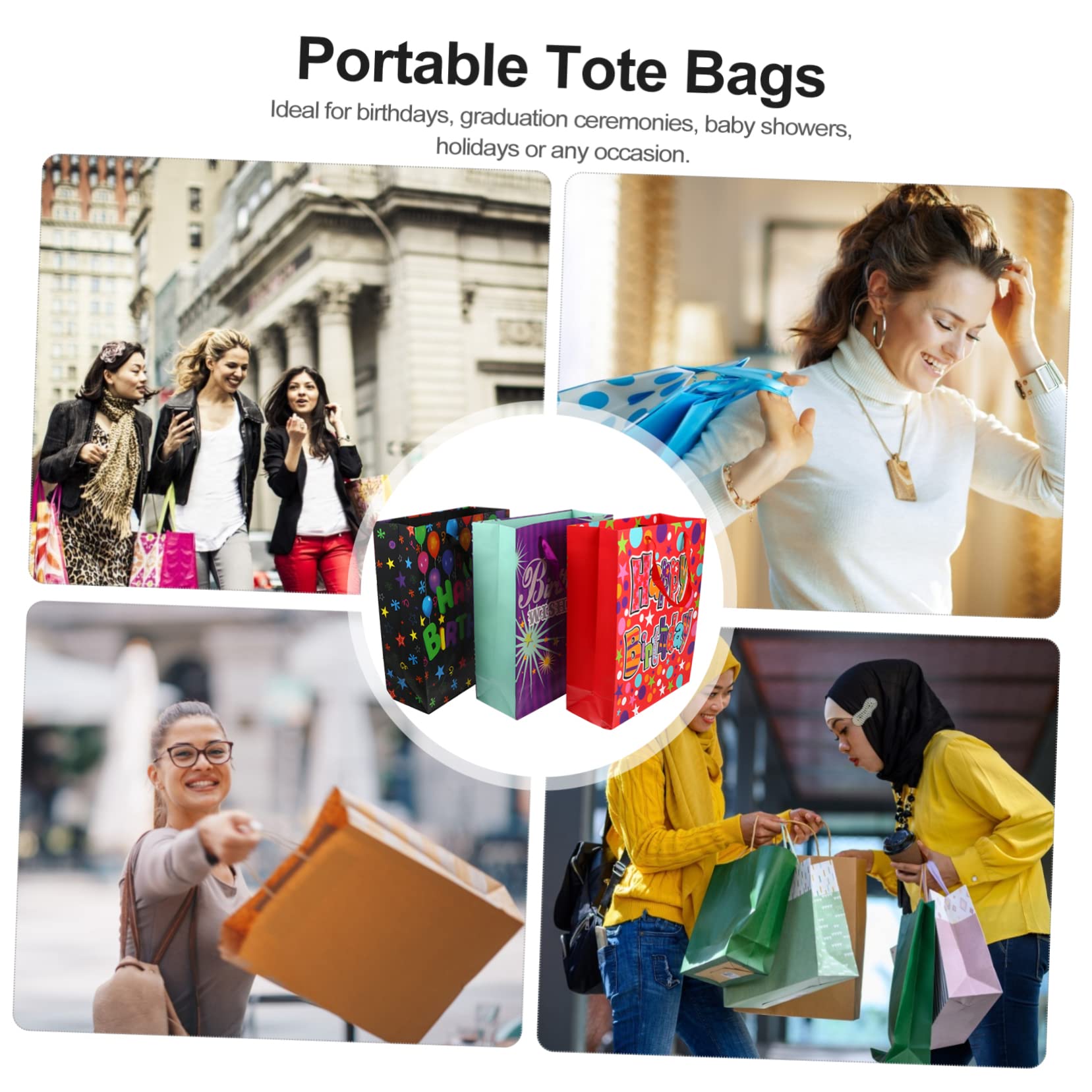 Bolsas de Obsequio de Cumpleaños y Fiestas 12 Piezas de Papel Recubierto
