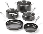 All-Clad HA1 Hard Anodized Nonstick Pots and Pans Set Non Stick Cookware Sets, Cooking Pots and Pans, Oven Broiler Safe 500F, Black