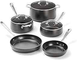 All-Clad HA1 Hard Anodized Nonstick (8-Piece) Pots and Pans Set Non Stick Cookware Sets, Oven Broiler Safe 500F, Black