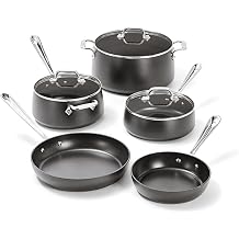 All-Clad HA1 Hard Anodized Nonstick (8-Piece) Pots and Pans Set Non Stick Cookware Sets, Oven Broiler Safe 500F, Black