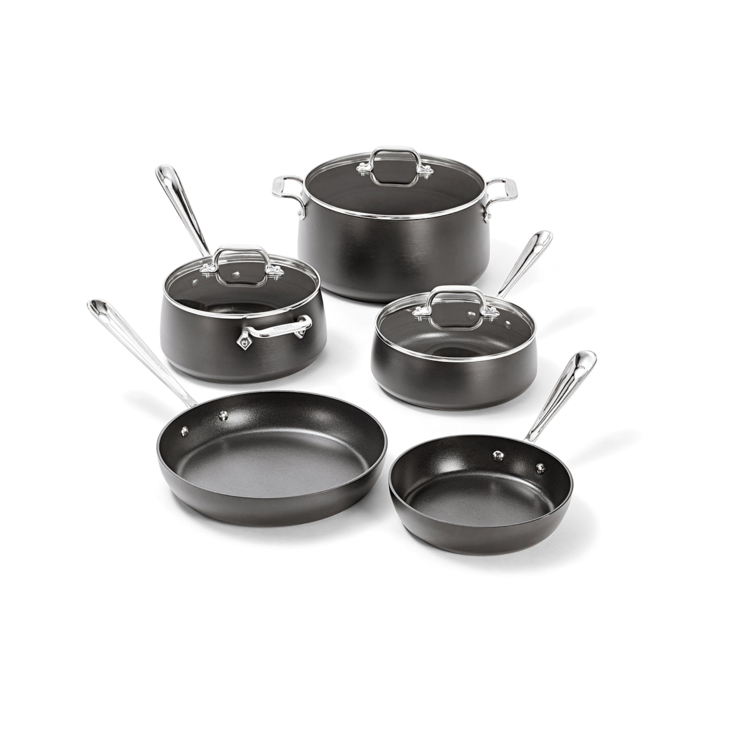 HA1 Hard Anodized Nonstick Pots and Pans Set Non Stick Cookware Sets, Oven Broiler Safe 500F, Black