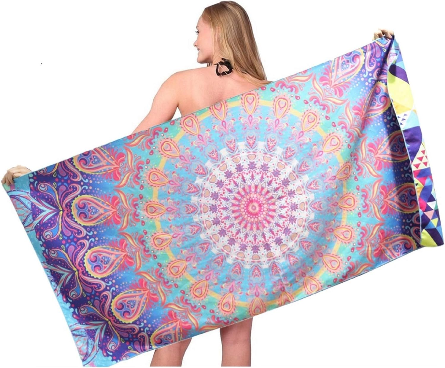 Microfiber Sand Free Beach Towel-Turtle Quick Dry Super Absorbent Lightweight Oversized Large Bathing Towels Blanket for Travel Pool Swimming Girl Women Men Geometric Triangle: Kitchen & Dining