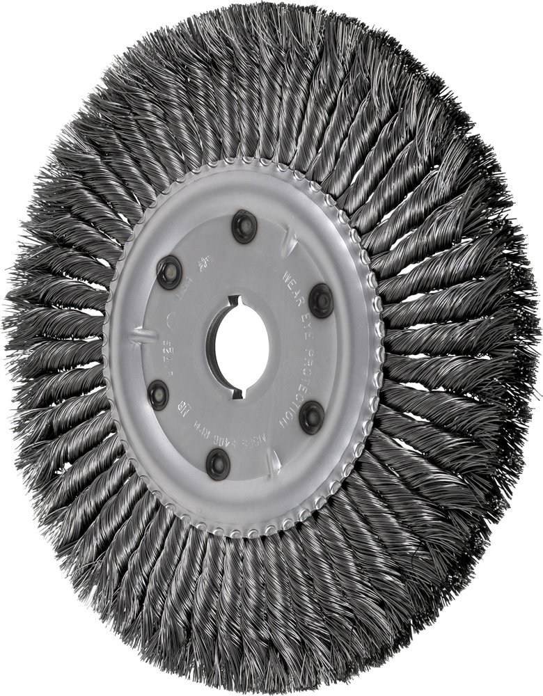 PFERD 81729 Standard Twist Knotted Wheel Wire Brush, Carbon Steel Wire, 10" Diameter, 1-1/4" Arbor Hole.016 Wire Size, 5400 RPM (Pack of 2)