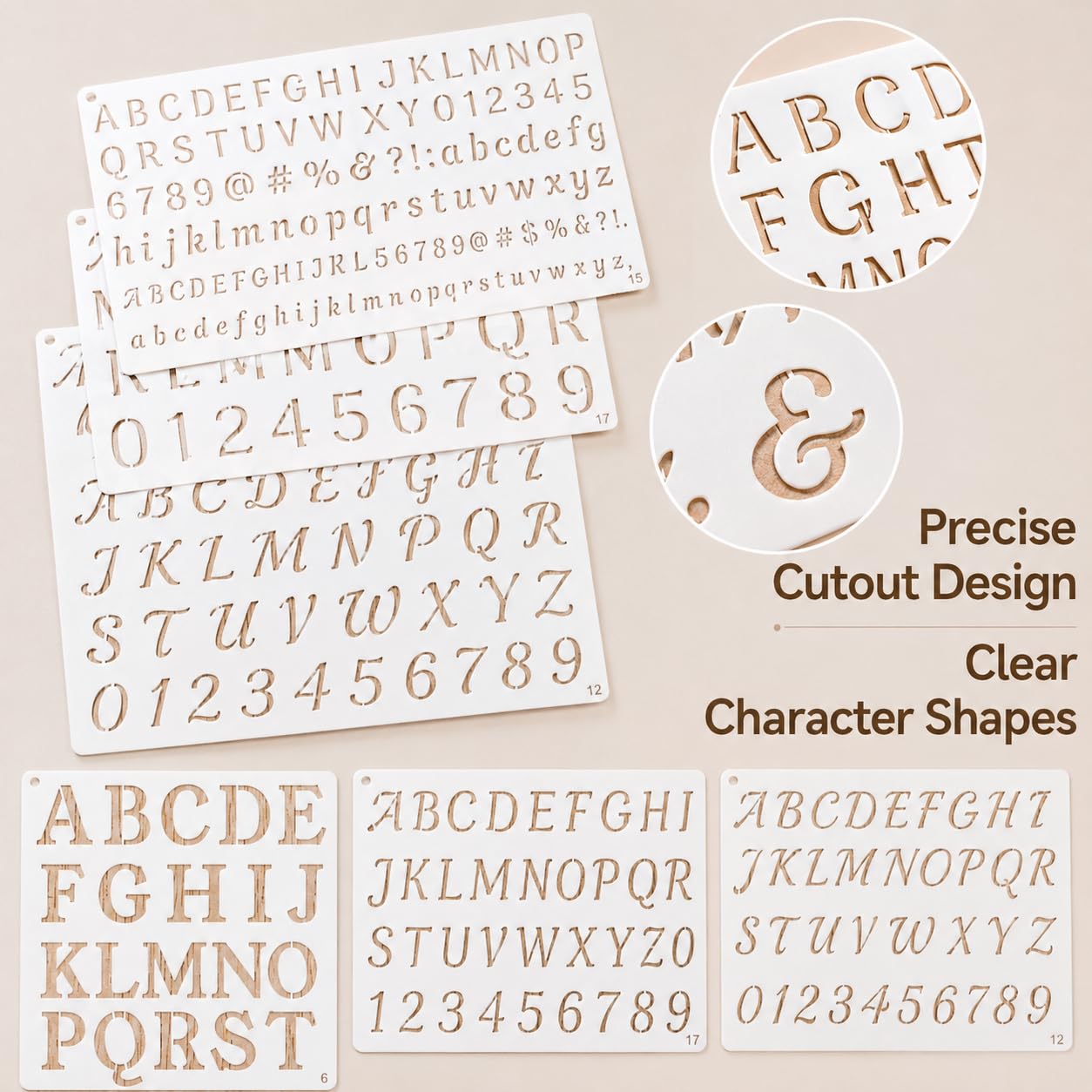 MIDENCO - Stencil a forma di lettera, confezione da 38 caratteri e
