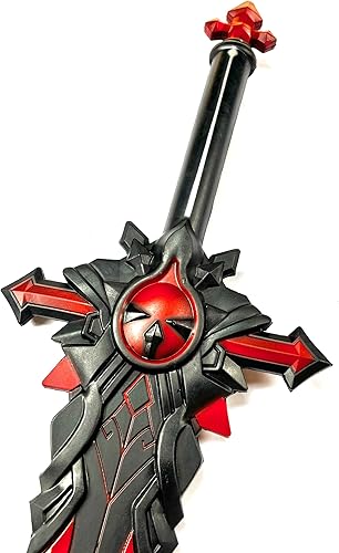 Miniatura 2 de Espada de espuma de fantasía de 40 pulgadas lápida de lobo espuma de alta densidad negra y roja para cosplay y colección Genshin Impact rojo y negro