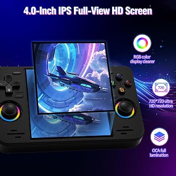 RF40H Handheld Game Console, 4.0 Retro Gaming Console Preloaded 20,000+ Classic Games, Open Source Linux System, Support WiFi Online Play, Portable Pocket Hand Held Video Game (Black)