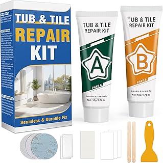 Fliesen Reparaturset, Professionelles Emaille Reparaturset für Glasfaser, Porzellan, Keramik und Badewannenlack, ideal für Absplitterungen, Risse, Kratzer und Löcher, wasserdicht, farblich anpassbare