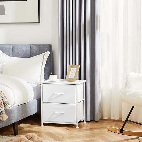 Miniatura 2 de DUMOS Cómoda para dormitorio, juego de 2, cómoda, almacenamiento de armario con 2 cajones, organizador de ropa con cubos de tela, marco de metal,