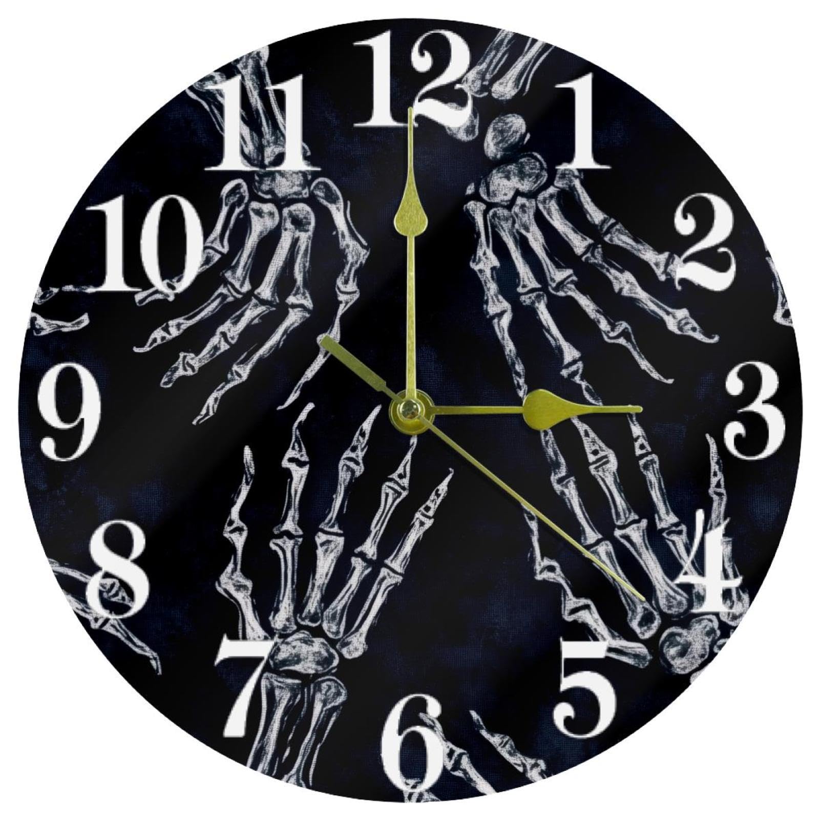 Horloge murale ronde squelette silencieuse à quartz pour bureau et école