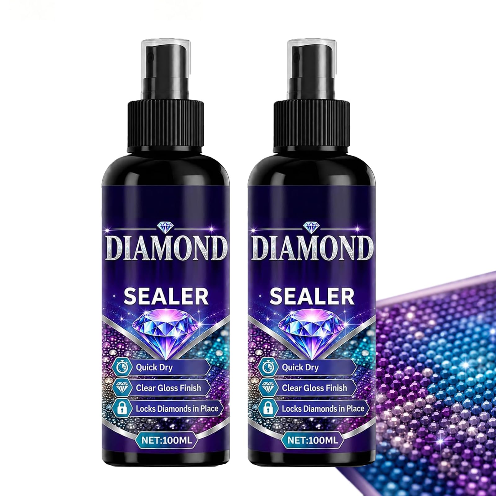 Spray de scellant pour peinture diamant empêche la poussière et protège les mosaïques 2pcs