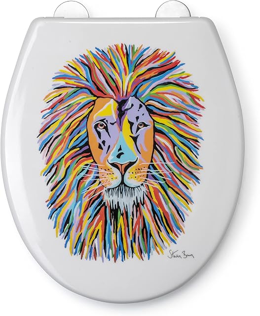 Croydex Art by Steven Brown Lewis McZoo Flexi-Fix Always Fits Toilet Seat, White, Soft Close, Quick Release