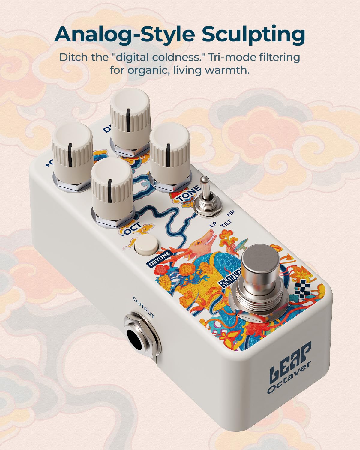 Leap - Pedal de octava polifónica para octava y congelación, pedal de efectos de guitarra con desintonización multifase y filtro de tres modos, cambio de seguimiento rápido para acordes de