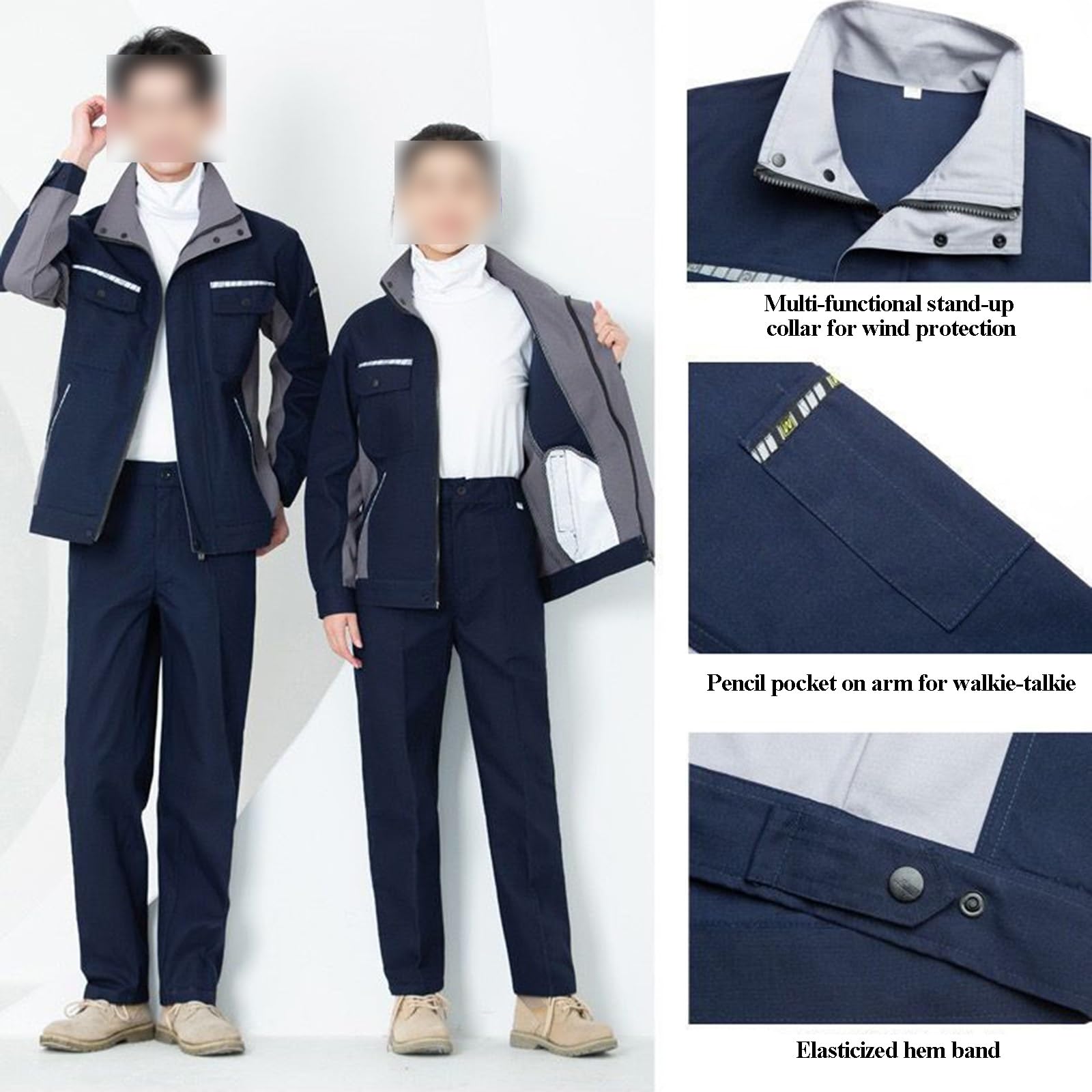 Ropa de Protección Laboral para Hombre Mono de Lona de Algodón con Cuello Alto A Prueba de Viento Dobladillo Ajustable Mono de Mecánico Resistente