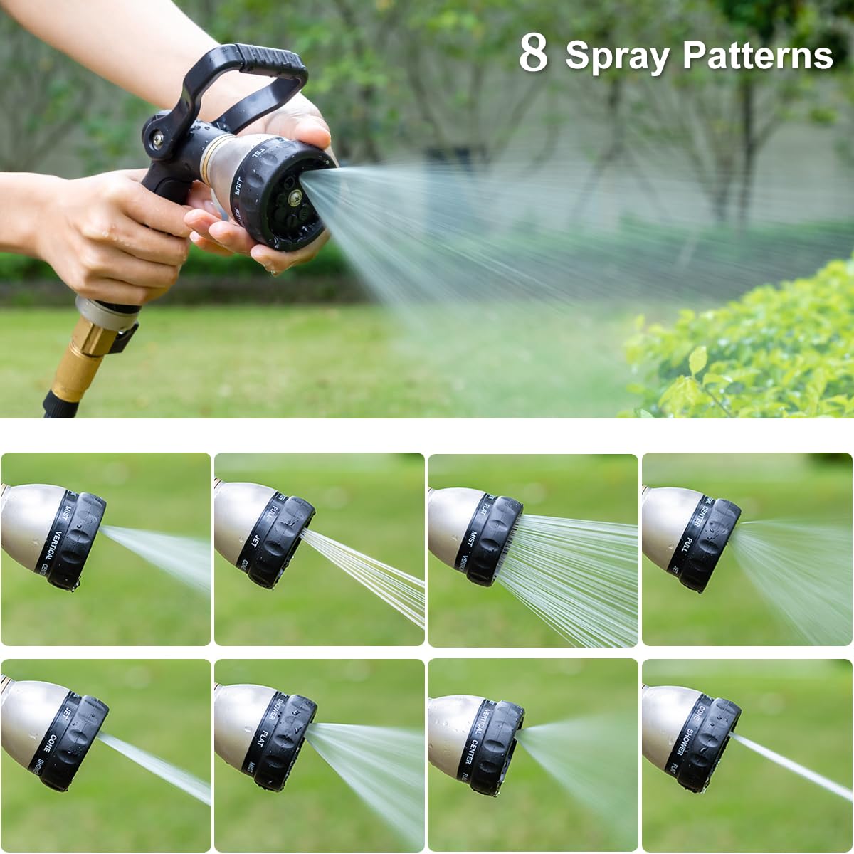 Pistolet D'arrosage 8 Modes Réglables - Pour Jardin, Lavage Voiture, Animaux