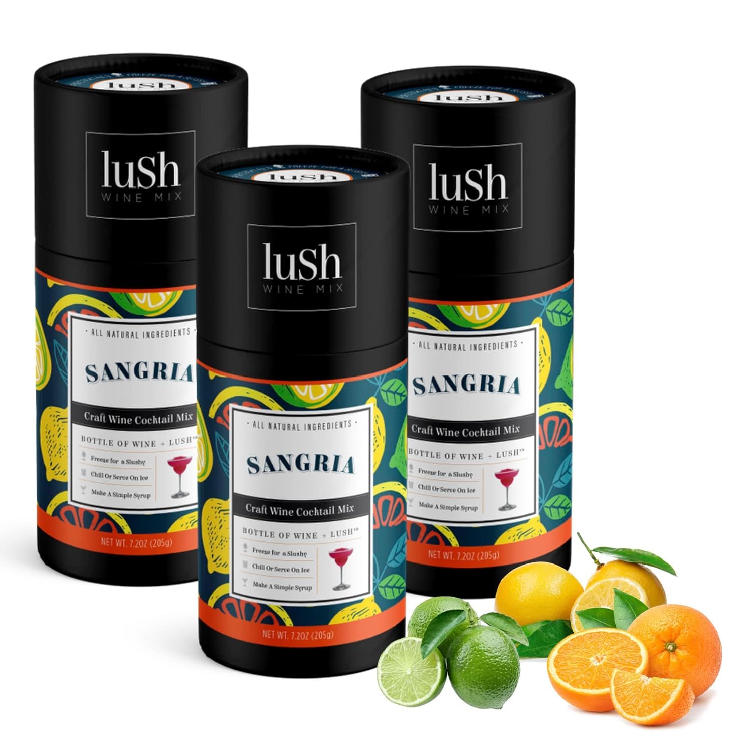 Lush Wine Mix Organic Cocktail Mixers, Drink Mix for 33 Servings of Frozen Wine Slushies, Margaritas, Simple Syrup Cocktails - Sangria - 3 Pack