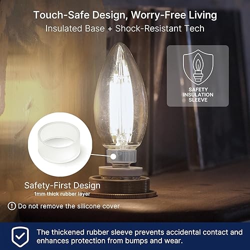 Miniatura 3 de FLSNT Bombillas LED regulables de 5000 K para candelabros equivalentes a 60 W, bombillas LED E12, 550 LM, 90+ CRI alto, paquete de 12