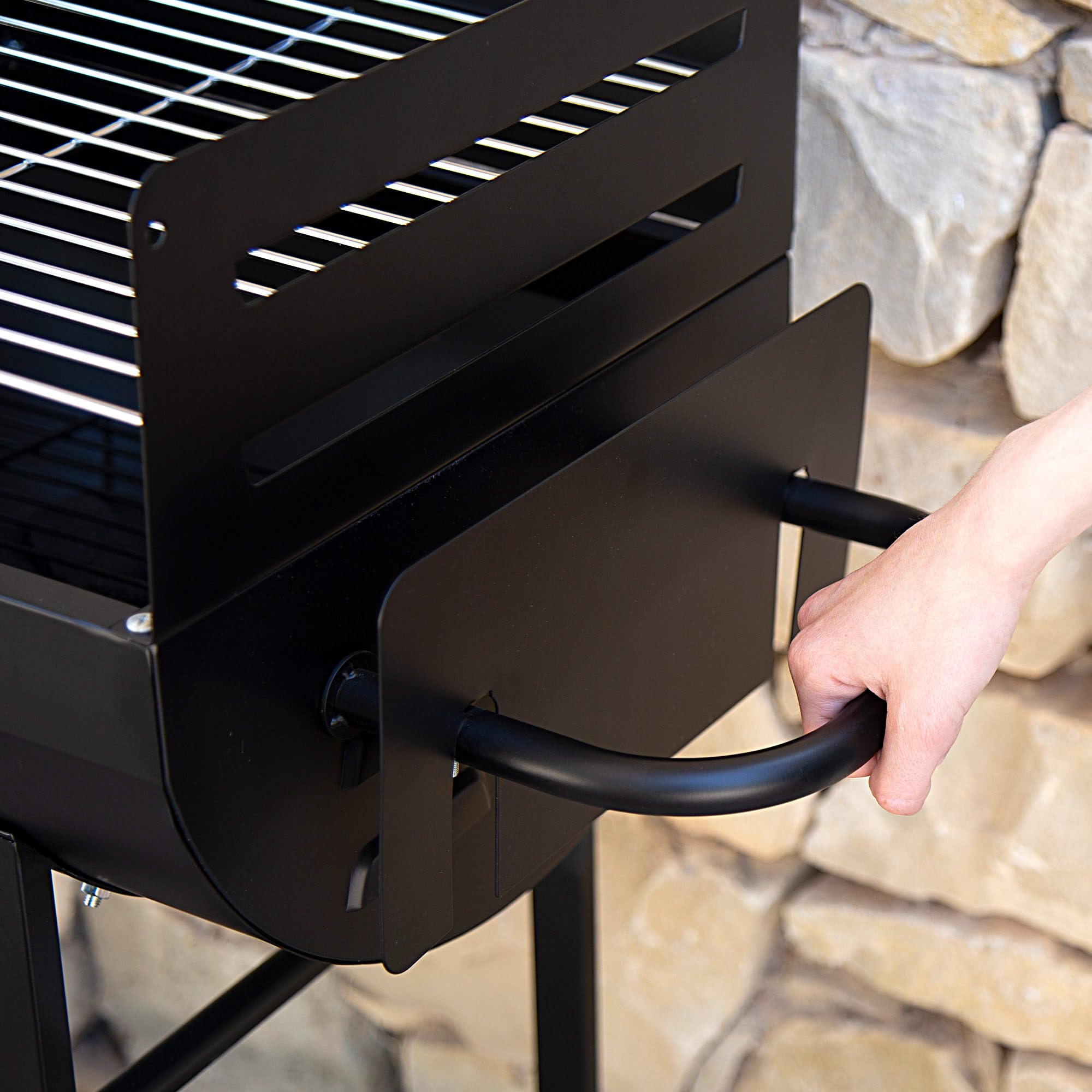 Aktive 52809 - Barbecue a carbonella e legna | Altezza regolabile | Misure 97x42x96 cm | Doppia griglia in acciaio e cassetto cenere estraibile | 2 ruote per un facile trasporto