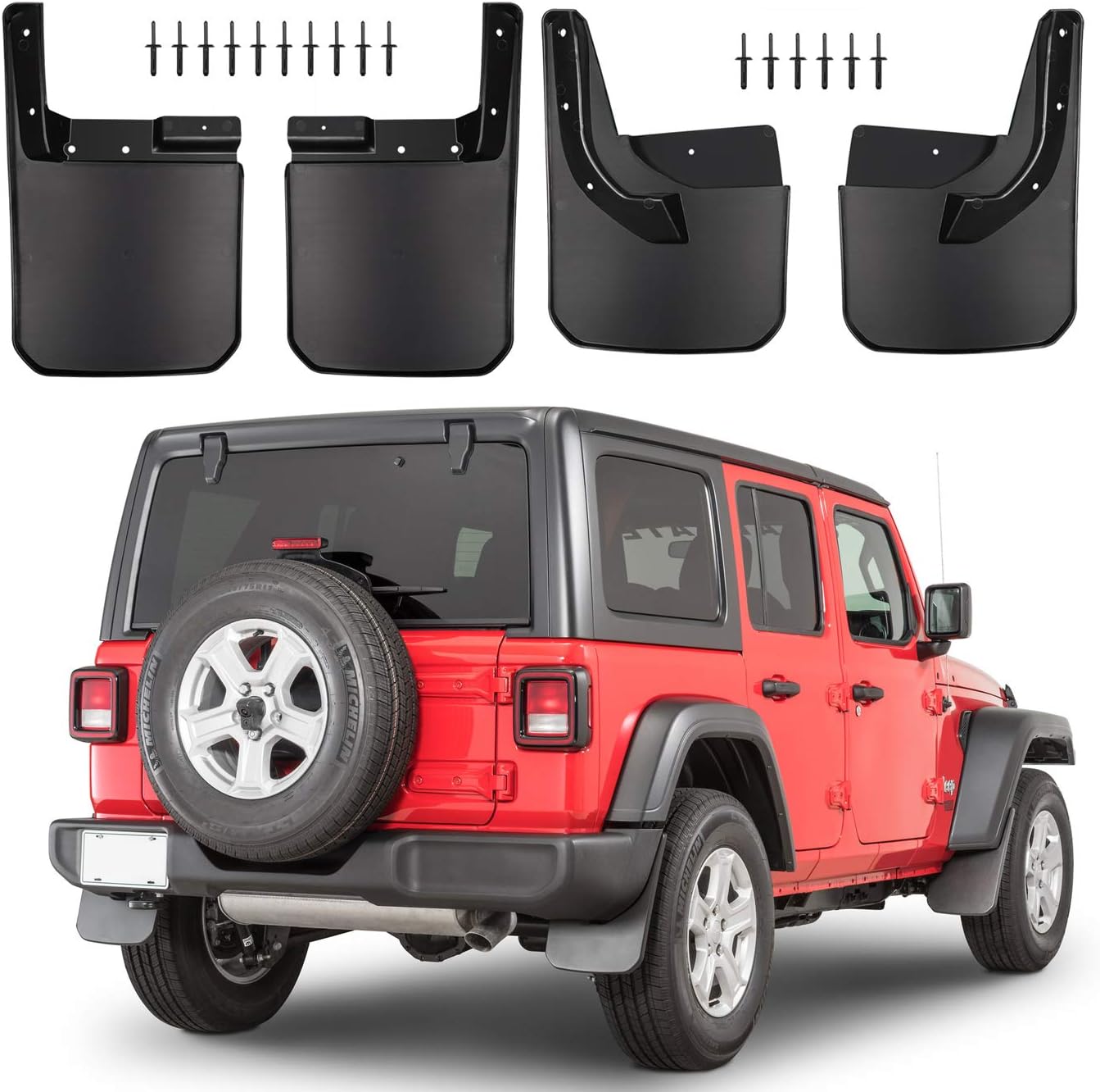 Front & Rear Splash Guards Fender Flares Mud Flaps for Jeep Wrangler JL