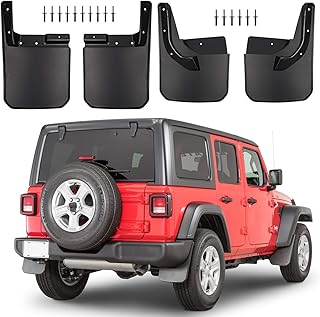 Front & Rear Splash Guards Fender Flares Mud Flaps for Jeep Wrangler JL JLU 2018 2019 2020 2021 2022 2023 Sahara Sport Sports (Exclude Rubicon)