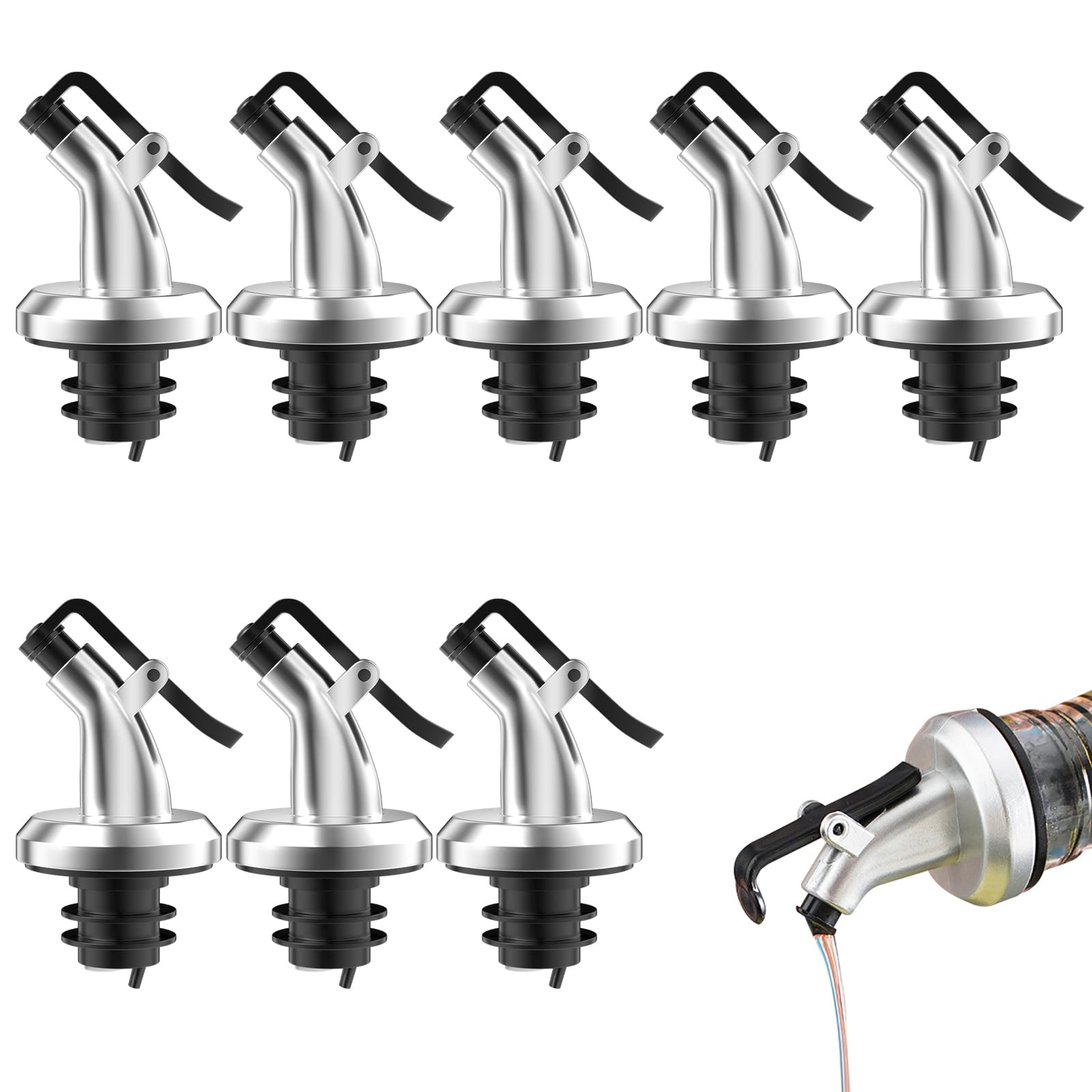 Newpop 8 Pezzi Tappo Dosatore Olio, Beccuccio Olio per Bottiglia, Tappo Olio Salvagoccia, Tappi per Bottiglie Olio in Plastica, Versatore d'Olio per Bottiglie, per Olio d'Oliva, Sciroppo, Aceto