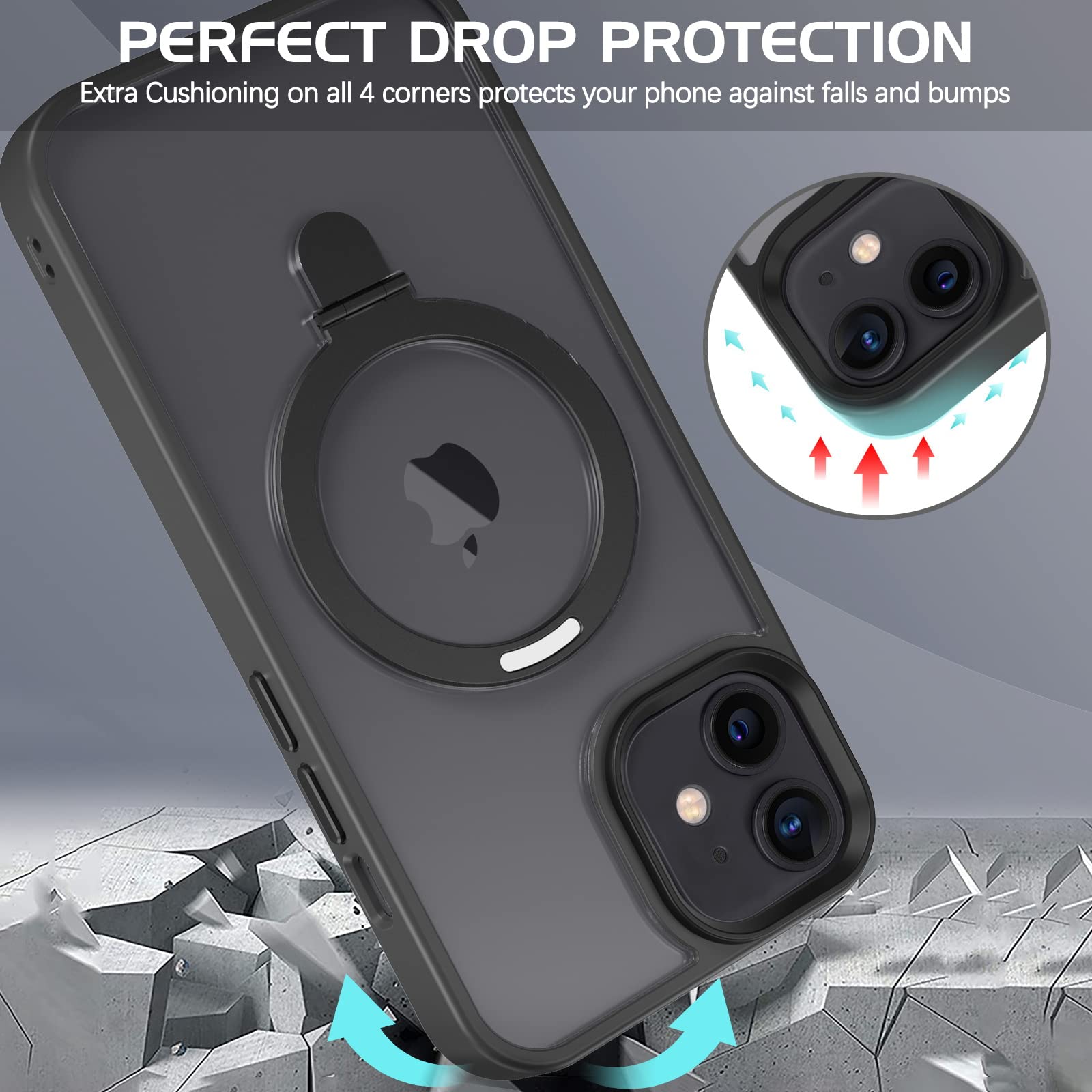 FLURIKA Magnetic Stand For IPhone 12 Pro Case Compatible With MagSafe, Slim Grip Leather Military Drop Protection Shockproof Protection Invisible - View #7