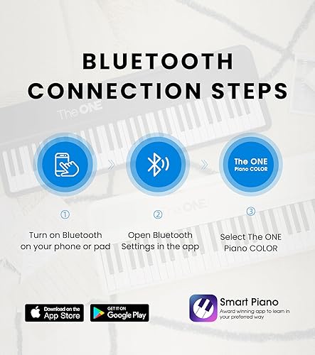 Miniatura 7 de The ONE Teclado inteligente de color de 61 teclas teclado de música con 256 timbres 64 polifonía 2 altavoces luces LED integradas y aplicaciones