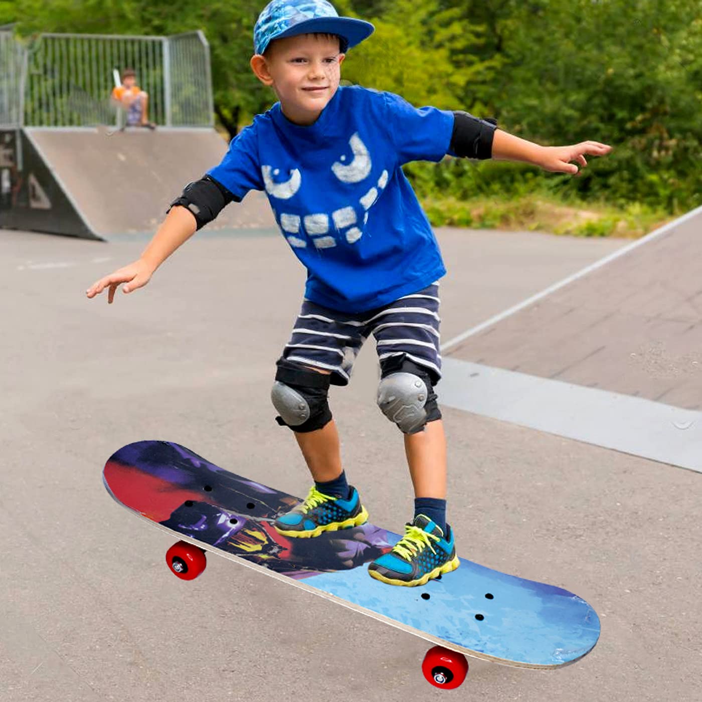 Fully Wooden Printed Skating Board for Kids Boys and Girls (Multicolor