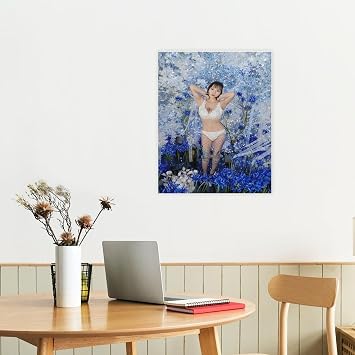 Asian Hot Girl Poster Canvas Wall Art Sexy Girl in Bikini Stockings on Bed Wallpaper Room Decor Dining Room Decor, Bedroom Art, Wall Decor Living Room,Frameless 12x16inch