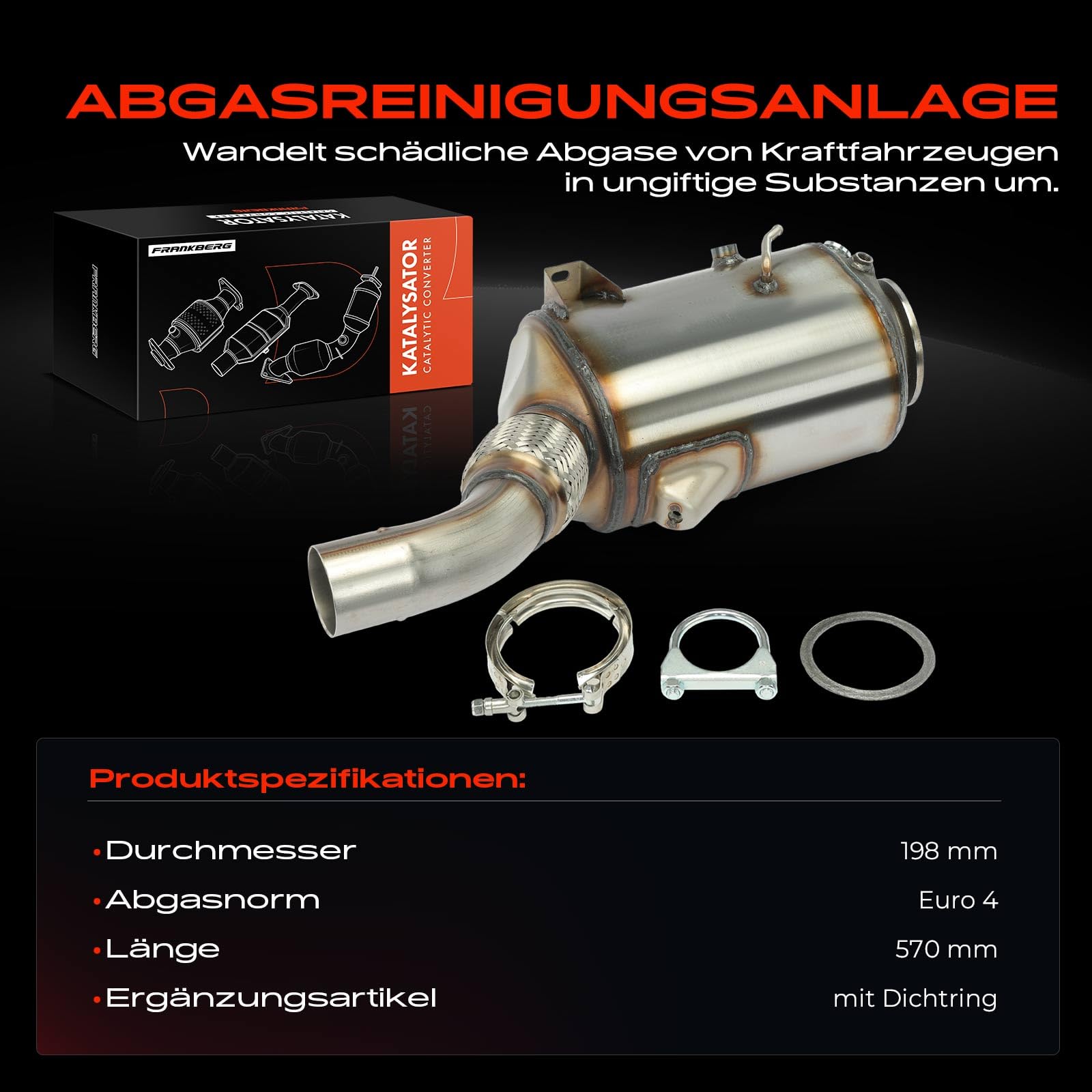 Frankberg DPF Dieselpartikelfilter Diesel Kompatibel mit E90 E91 E92 E93 325d 330d E60 E61 525d 530d X3 E83 Replace# 18307806413