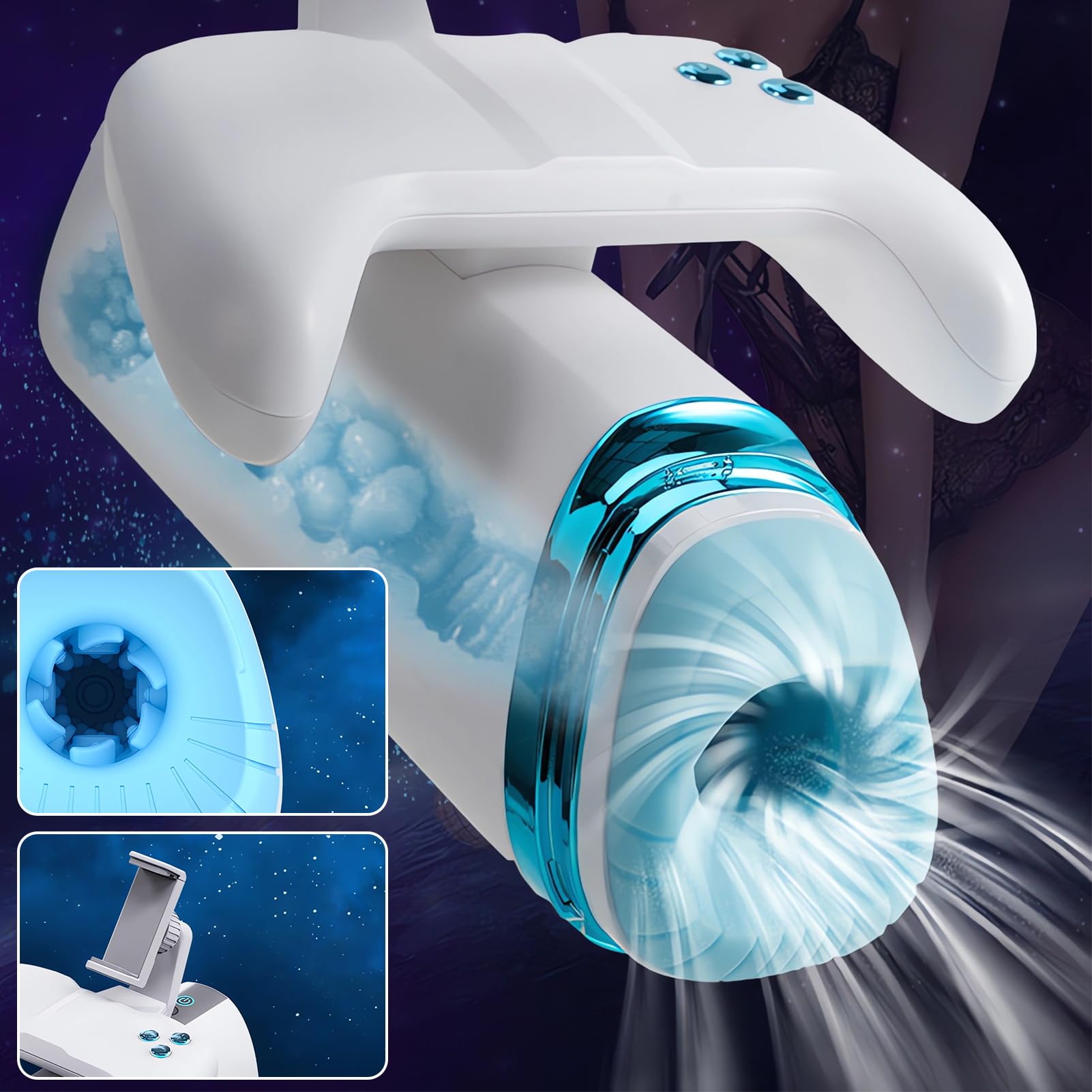 Roluck Sexytoysys Uomo Masturbatore Elettrico a coppa con 10 Vibrazioni, Funzione Telescopica e Funzione di Riscaldamento, Masturbatore per Pene, Giocattolo Sessuale Per Allenare Il Glande