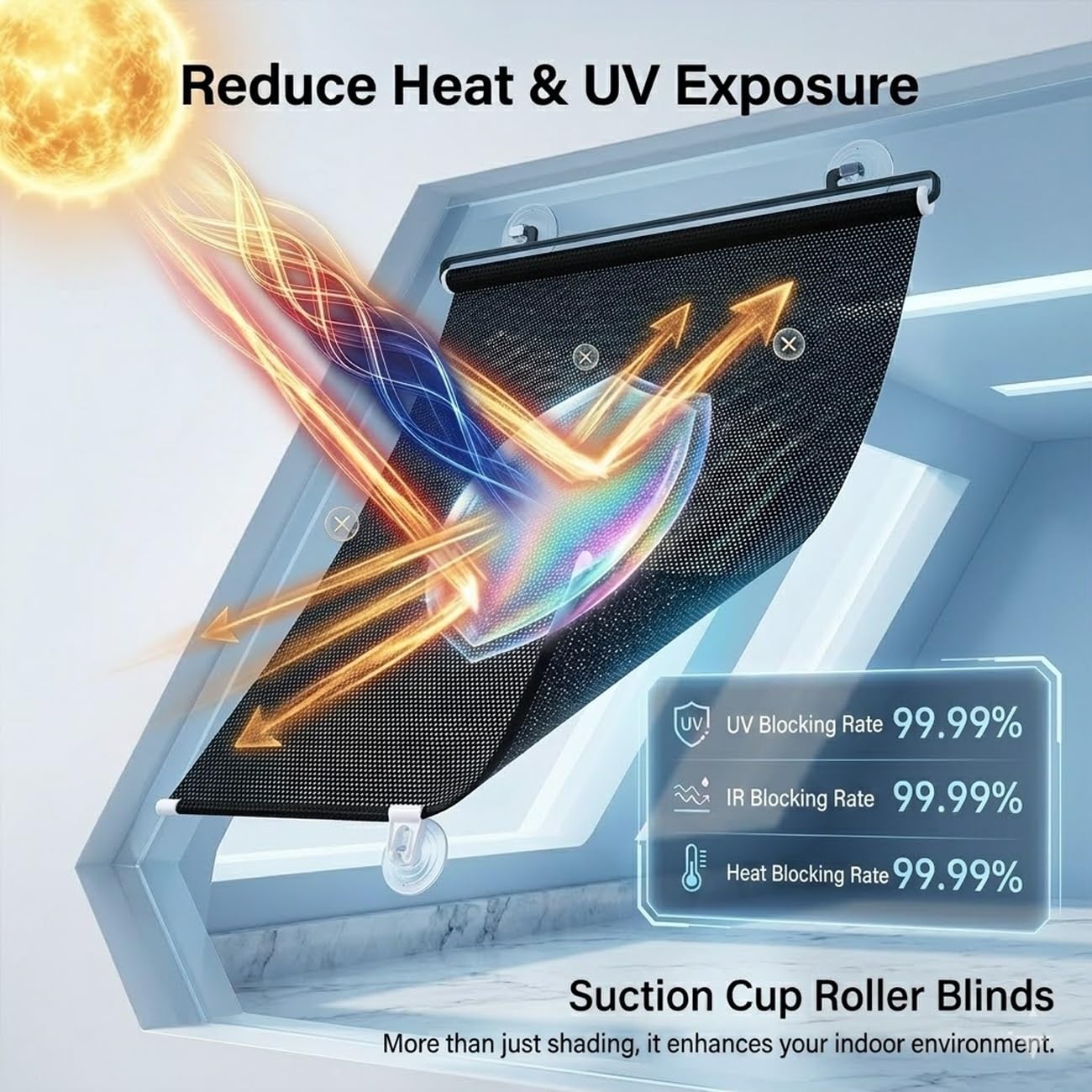 Store Occultant à Ventouse sans Perçage, W30-80cm Store Occultant Enrouleur avec Protection Thermique et UV, Rideau Pare-Soleil Portable pour Fenêtre(Argent,W:80xH:200 cm (31x79 in),)