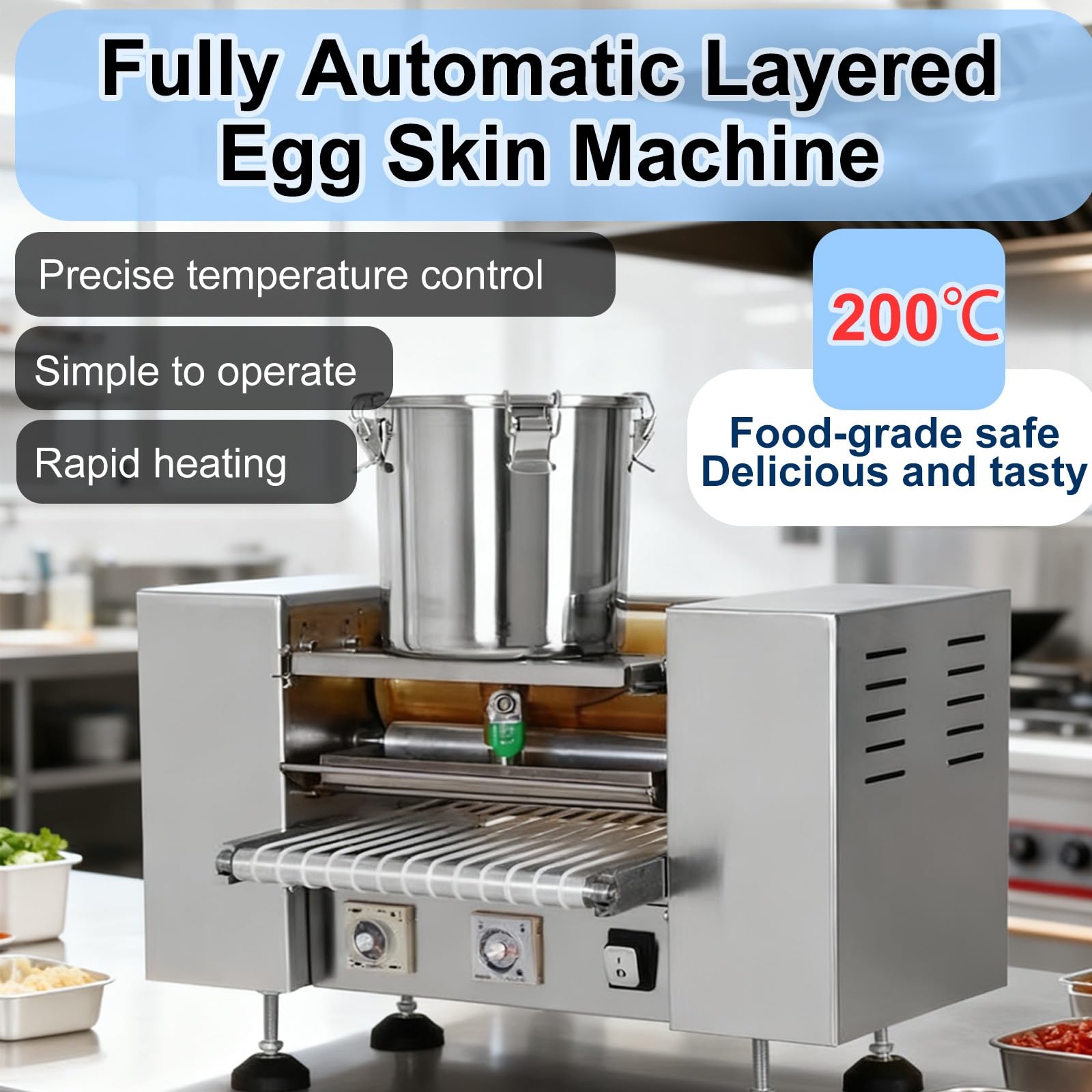 Máquina Para Hacer Tortitas 2800W, Acero Inoxidable 304 Crepera Automática Para Tortillas Y Arepas, Calentamiento Rápido, Equipo De Hostelería Profesional(9in)